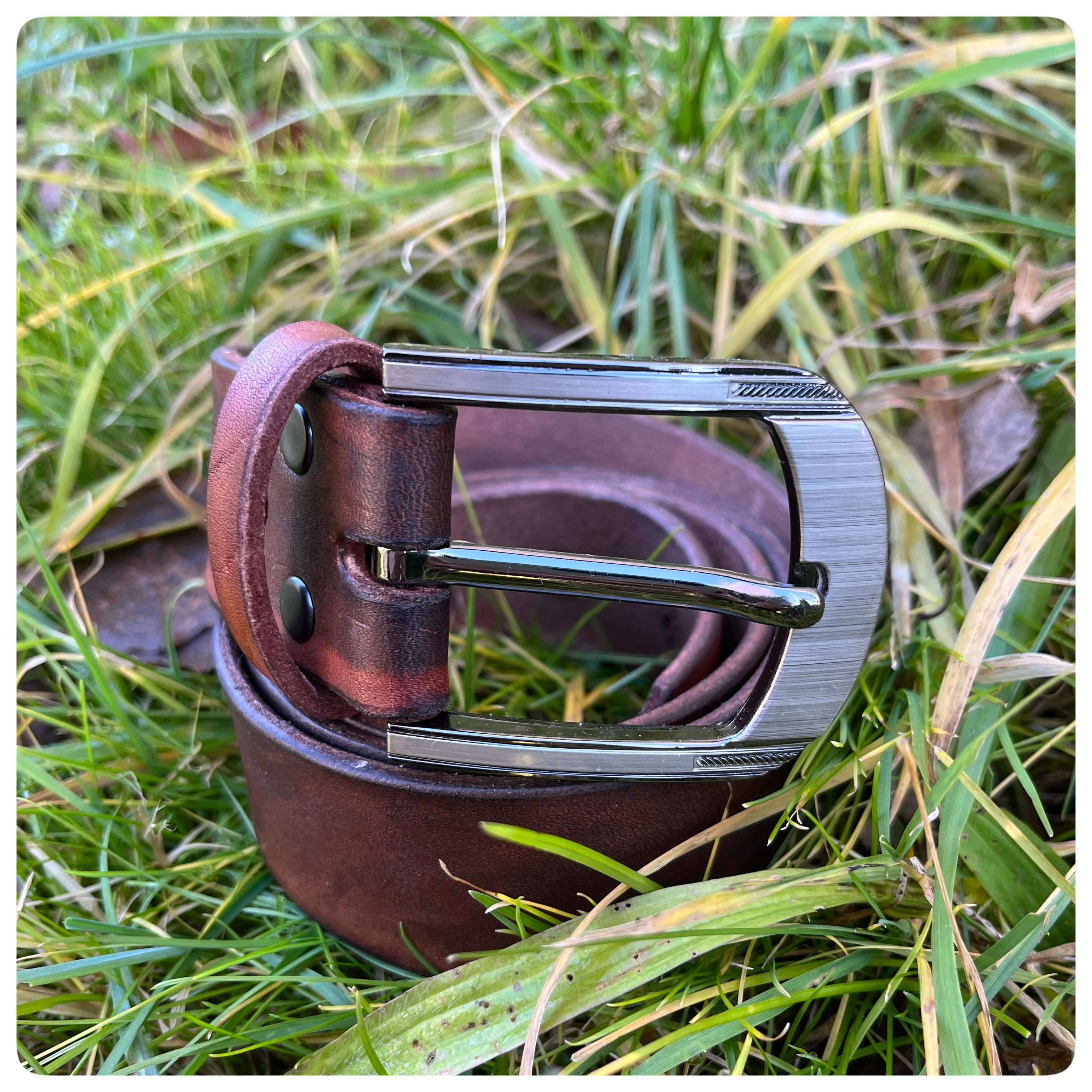 Hnedý opasek bez zdobení - pánský